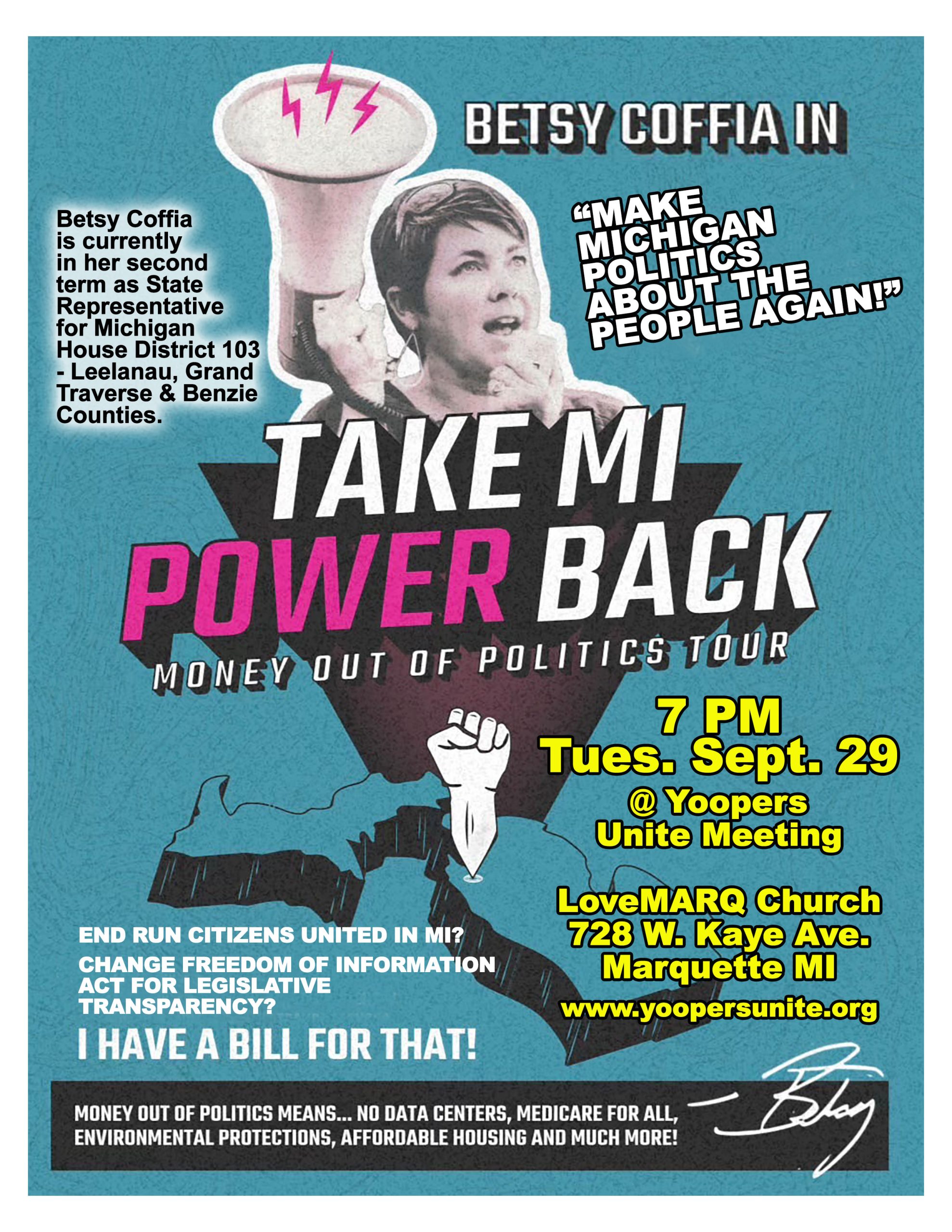 Take MI Power Back "Money Out of Politics" Tour!